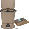 Skaza Bokashi Essential Biomülleimer Küche Set (2 x 15,3 Liter) + Base - Komposteimer Küche und Garten aus recyceltem Kunststoff - Starter Set + incl. 1 kg Fermentation Starter - Capuccino