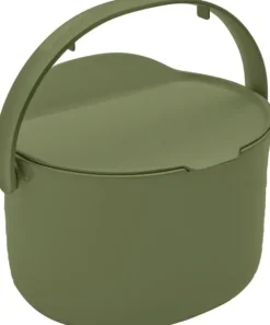 Skaza Daily Biomülleimer Küche 3,3 Liter - mit Deckel und Henkel - Einhändiges Öffnen - Abfalleimer aus Postconsumer-Recyceltem Kunststoff (Olive)