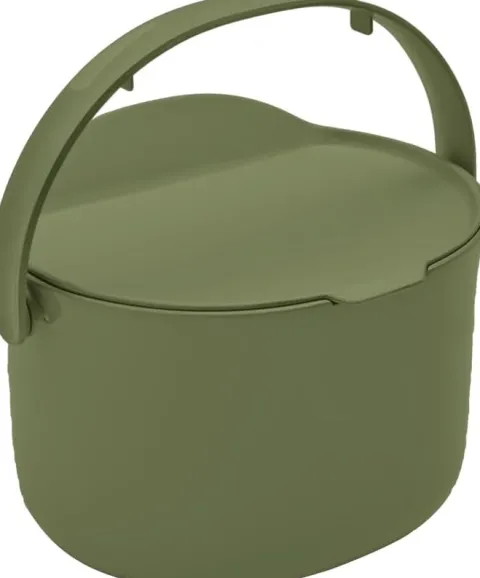 Skaza Daily Biomülleimer Küche 3,3 Liter - mit Deckel und Henkel - Einhändiges Öffnen - Abfalleimer aus Postconsumer-Recyceltem Kunststoff (Olive)