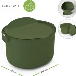 Skaza Daily Biomülleimer Küche 3,3 Liter - mit Deckel und Henkel - Einhändiges Öffnen - Abfalleimer aus Postconsumer-Recyceltem Kunststoff (Olive)
