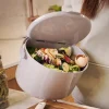 Skaza Organko Daily Biomülleimer 3,3L mit Deckel und Henkel für die Küche | Einhändiges Öffnen | Abfalleimer aus Postconsumer-Recyceltem Kunststoff (Hellgrau)