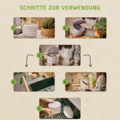 Skaza Organko Daily Biomülleimer 3,3L mit Deckel und Henkel für die Küche | Einhändiges Öffnen | Abfalleimer aus Postconsumer-Recyceltem Kunststoff (Hellgrau)