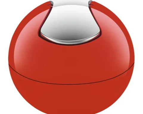 spirella Schwingdeckeleimer Bowl 1 l rot chrom glänzend