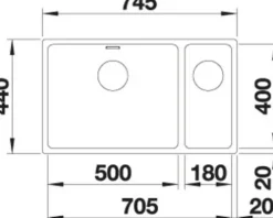 Spüle Blanco ANDANO 500/180-U 745 x 440 mm edelstahl 522989