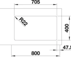 Spüle Blanco ANDANO 500/180-U 745 x 440 mm edelstahl 522989