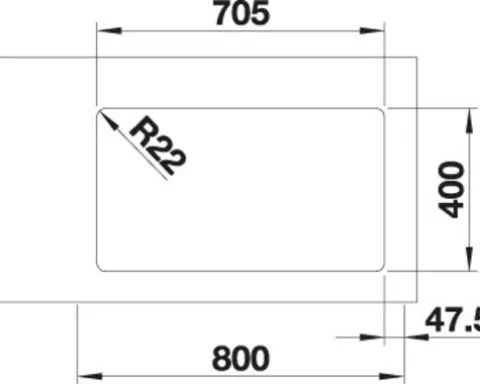 Spüle Blanco ANDANO 500/180-U 745 x 440 mm edelstahl 522989