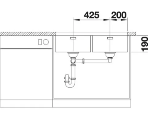 Spüle Blanco ANDANO 400/400-U 865 x 440 mm edelstahl 522987