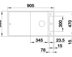 Spüle Blanco AXIA III 5 S-F 905 x 500 mm anthrazit ohne Multifunktionsschale 523231