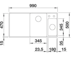 Spüle Blanco Axia III 6 S-F 990 x 500 mm anthrazit 523483 1 Spülbecken Becken rechts Flächenbündig Mit Tropffläche Mit Restebecken
