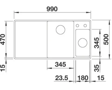 Spüle Blanco Axia III 6 S-F 990 x 500 mm anthrazit 523483 1 Spülbecken Becken rechts Flächenbündig Mit Tropffläche Mit Restebecken