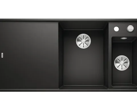 Spüle Blanco AXIA III 6 S-F 990 x 500 mm schwarz 525854 1 Spülbecken Becken rechts Flächenbündig Mit Restebecken Mit Tropffläche