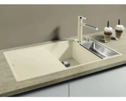 Spüle Blanco AXIA III 6 S-F 990 x 500 mm schwarz 525854 1 Spülbecken Becken rechts Flächenbündig Mit Restebecken Mit Tropffläche