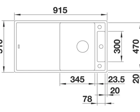 Spüle Blanco AXIA III 5 S 915 x 510 mm anthrazit ohne Multifunktionsschale 523205