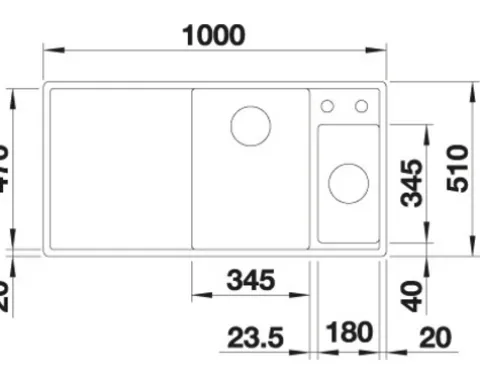 Spüle Blanco AXIA III 6 S 1000 x 510 mm anthrazit ohne Multifunktionsschale 524653 1 Spülbecken Mit Tropffläche Becken links