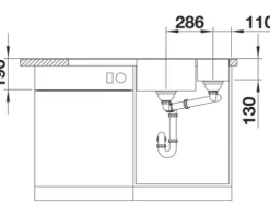 Spüle Blanco Axia III 6 S 1000 x 510 mm anthrazit ohne Multifunktionsschale 523462 1 Spülbecken Becken rechts Mit Restebecken Mit Tropffläche