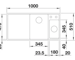 Spüle Blanco Axia III 6 S 1000 x 510 mm anthrazit ohne Multifunktionsschale 523462 1 Spülbecken Becken rechts Mit Restebecken Mit Tropffläche