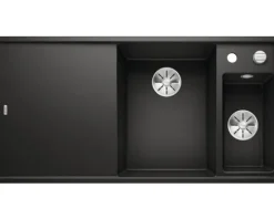 Spüle Blanco AXIA III 6 S 1000 x 510 mm schwarz ohne Multifunktionsschale 525850 1 Spülbecken Becken rechts Mit Restebecken Mit Tropffläche