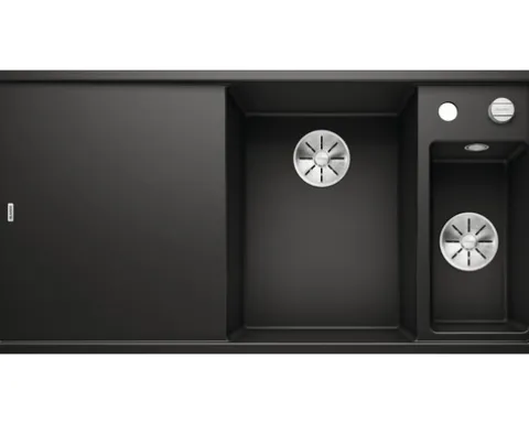 Spüle Blanco AXIA III 6 S 1000 x 510 mm schwarz ohne Multifunktionsschale 525850 1 Spülbecken Becken rechts Mit Restebecken Mit Tropffläche