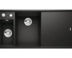 Spüle Blanco AXIA III 6 S 1000 x 510 mm schwarz ohne Multifunktionsschale 525848 1 Spülbecken Becken links Mit Restebecken Mit Tropffläche
