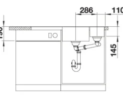 Spüle Blanco Axia III 6 S 1000 x 510 mm softweiß 527045 1 Spülbecken Mit Tropffläche Becken rechts Mit Restebecken