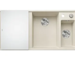 Spüle Blanco Axia III 6 S 1000 x 510 mm softweiß 527045 1 Spülbecken Mit Tropffläche Becken rechts Mit Restebecken