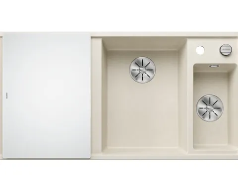 Spüle Blanco Axia III 6 S 1000 x 510 mm softweiß 527045 1 Spülbecken Mit Tropffläche Becken rechts Mit Restebecken
