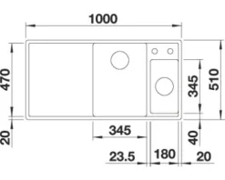 Spüle Blanco Axia III 6 S 1000 x 510 mm softweiß 527045 1 Spülbecken Mit Tropffläche Becken rechts Mit Restebecken