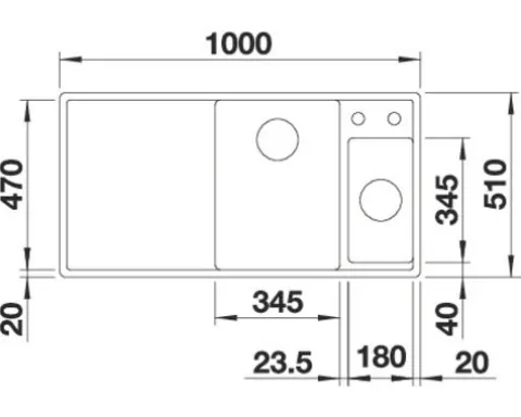 Spüle Blanco Axia III 6 S 1000 x 510 mm softweiß 527045 1 Spülbecken Mit Tropffläche Becken rechts Mit Restebecken