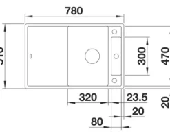 Spüle Blanco AXIA III 45 S 780 x 510 mm tartufo 523190