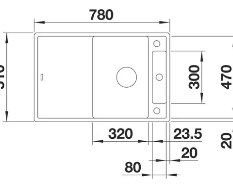 Spüle Blanco AXIA III 45 S 780 x 510 mm tartufo 523190