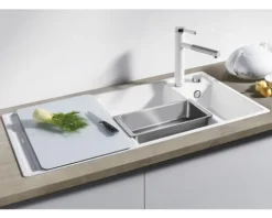 Spüle Blanco Axia III 6 S 1000 x 510 mm vulkangrau ohne Multifunktionsschale 527226 1 Spülbecken Mit Tropffläche Becken links Mit Restebecken