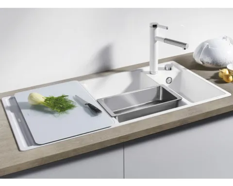 Spüle Blanco Axia III 6 S 1000 x 510 mm vulkangrau ohne Multifunktionsschale 527226 1 Spülbecken Mit Tropffläche Becken links Mit Restebecken