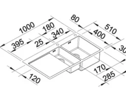 Spüle Blanco CLARON 6 S-IF 1000 x 510 mm edelstahl 521645 1 Spülbecken Mit Tropffläche Becken rechts Mit Restebecken Flächenbündige Optik