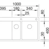Spüle Blanco CLARON 6 S-IF 1000 x 510 mm edelstahl 521646 1 Spülbecken Mit Tropffläche Becken links Mit Restebecken Flächenbündige Optik