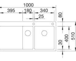 Spüle Blanco CLARON 6 S-IF 1000 x 510 mm edelstahl 521646 1 Spülbecken Mit Tropffläche Becken links Mit Restebecken Flächenbündige Optik