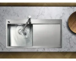Spüle Blanco CLARON 5 S-IF 1000 x 510 mm edelstahl 521626 1 Spülbecken Mit Tropffläche Becken links Flächenbündige Optik