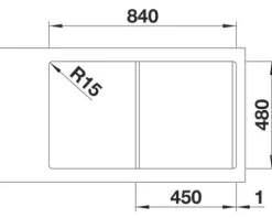 Spüle Blanco CLASSIMO 45 S-IF 860 x 500 mm edelstahl bürstfinish 525330 1 Spülbecken Ohne Tropffläche Becken rechts