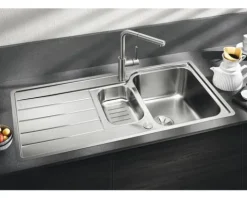 Spüle Blanco CLASSIMO 6 S-IF 1000 x 500 mm edelstahl bürstfinish 525329 1 Spülbecken Mit Tropffläche Becken rechts