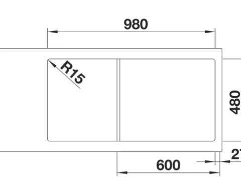 Spüle Blanco CLASSIMO XL 6 S-IF 1000 x 500 mm edelstahl bürstfinish 525327 1 Spülbecken Mit Tropffläche Becken rechts