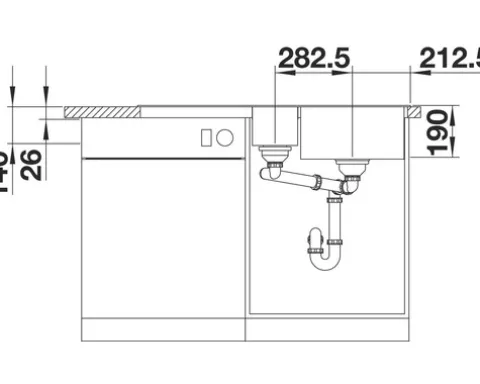 Spüle Blanco COLLECTIS 6 S 1000 x 510 mm anthrazit 523344 Becken rechts Mit Tropffläche Mit Restebecken