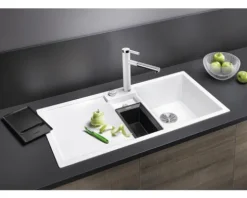 Spüle Blanco COLLECTIS 6 S 1000 x 510 mm schwarz 525866 1 Spülbecken Becken rechts Mit Restebecken Mit Tropffläche