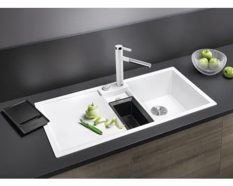 Spüle Blanco COLLECTIS 6 S 1000 x 510 mm schwarz 525866 1 Spülbecken Becken rechts Mit Restebecken Mit Tropffläche