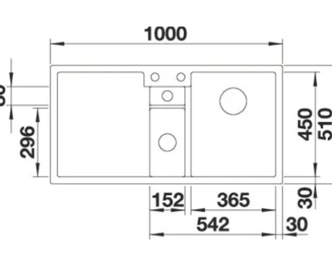 Spüle Blanco COLLECTIS 6 S 1000 x 510 mm softweiß 527058 1 Spülbecken Mit Tropffläche Becken rechts Mit Restebecken