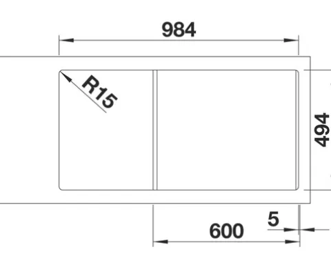 Spüle Blanco COLLECTIS 6 S 1000 x 510 mm tartufo 523351 Becken rechts Mit Tropffläche Mit Restebecken