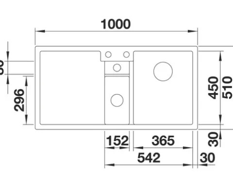 Spüle Blanco COLLECTIS 6 S 1000 x 510 mm tartufo 523351 Becken rechts Mit Tropffläche Mit Restebecken