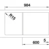 Spüle Blanco COLLECTIS 6 S 1000 x 510 mm vulkangrau 527241 1 Spülbecken Mit Tropffläche Becken rechts Mit Restebecken