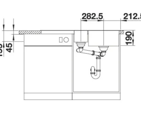 Spüle Blanco COLLECTIS 6 S 1000 x 510 mm vulkangrau 527241 1 Spülbecken Mit Tropffläche Becken rechts Mit Restebecken