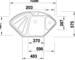 Spüle Blanco DELTA II-F 1056 x 575 mm edelstahl seidenglanz 523667