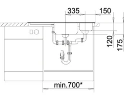 Spüle Blanco DELTA II-F 1056 x 575 mm edelstahl seidenglanz 523667
