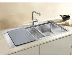 Spüle Blanco DIVON II 6 S-IF 1000 x 510 mm edelstahl seidenglanz 521662 1 Spülbecken Mit Tropffläche Becken rechts Mit Restebecken Flächenbündige Optik